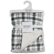 Wholesale - 1PK Grey Check On White Mink & Sherpa Blanket Badgley Mischka C/P 48, UPC: 195010142632